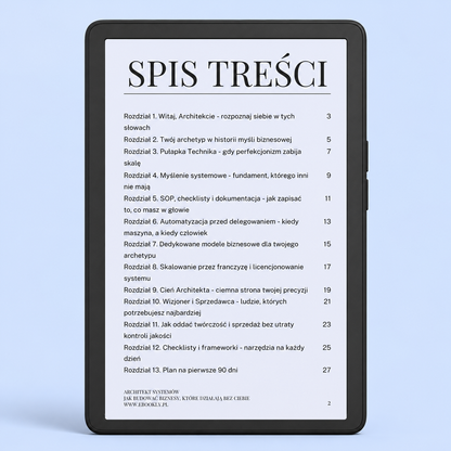 Spis treści Architekt Systemów
Jak budować biznesy, które działają bez ciebie
